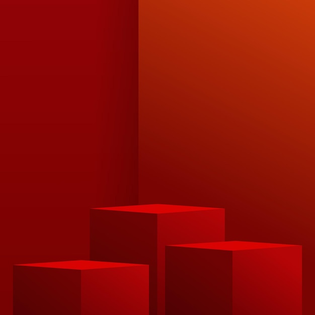 Podium para el feliz año nuevo chino en fondo de color rojo