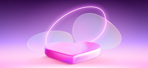 Podium en forma de corazón con decoración de morfismo de vidrio
