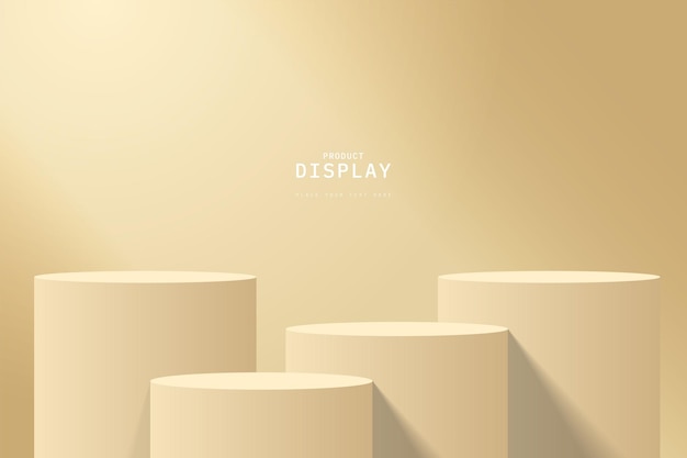 Podium o soporte de cilindro marrón realista abstracto para la visualización de productos renderización vectorial 3D