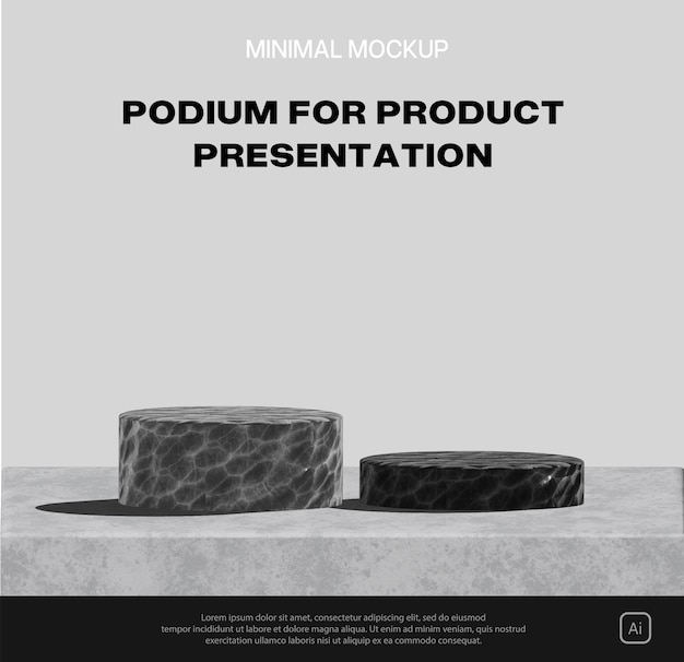 Podium de piedra 3D para la maqueta del producto