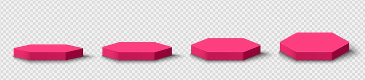 Vector podium de producto de hexágono rosado fondo 3d con patrón dentado vertical en la pared maqueta de escena de pared mínima etapa del producto para vitrina exhibición de promoción formas geométricas vectoriales abstractas