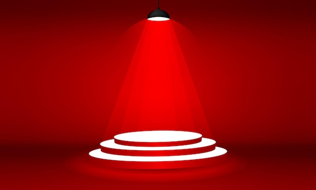 Podium de productos redondo 3D con fondo rojo con luz de punto Diseño minimalista de composición abstracta