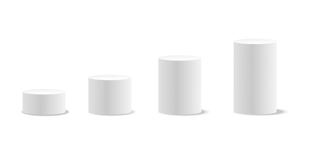 Podium redondo blanco vacío pedestal moderno y plataforma de soporte de escenario cilindro redondo etapas vacías