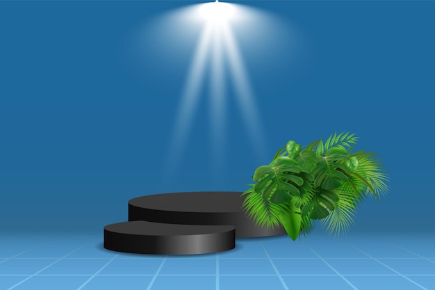 Podium redondo escenario vacío iluminado por focos
