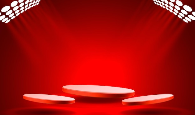 Podium de regalos con iluminación escena del podio del escenario con para el elemento de decoración del premio vector de fondo