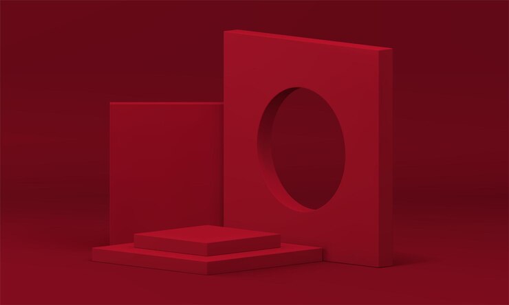 Vector podium rojo 3d construcción geométrica nivel cuadrado fundación de la pared agujero de esquina vector realista