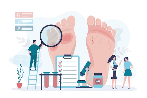Podología de pies enfermedad infección fúngica médicos examen paciente tratamiento de la psoriasis de pies y uñas
