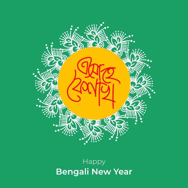 Vector pohela boishakh bengalí año nuevo suvo noboborsho bangla tipografía ilustración