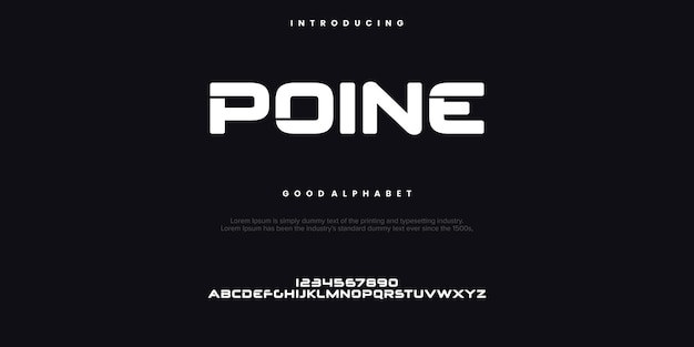 Poine fuente creativa fuente digital abstracta moderna tecnología de fuentes creativas de logotipo