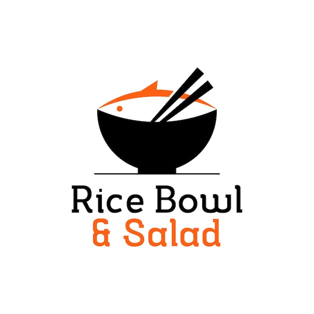Poke Bowl Logo Diseño Vector Salmón