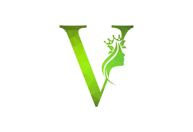 bajo poli elegante belleza y tratamiento de spa letra V logotipo