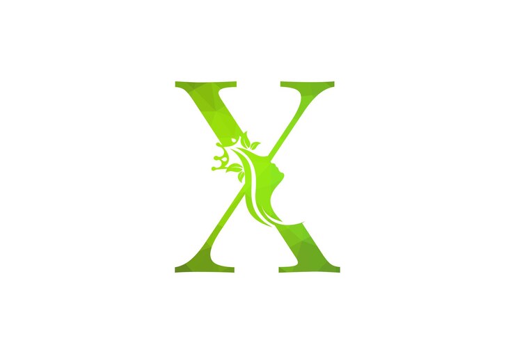 Vector bajo poli elegante belleza y tratamiento de spa letra x logotipo