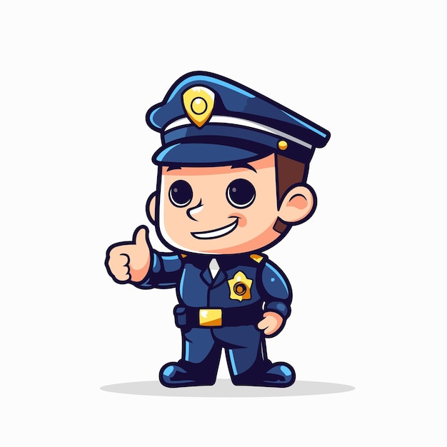 Vector policía dibujos animados bonitos policía personaje ilustración vectorial