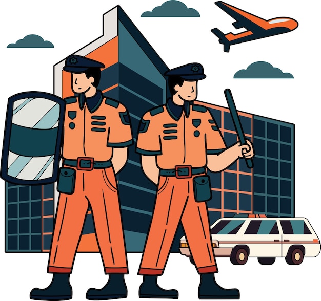 La policía está capturando la ilustración de los criminales en estilo garabato