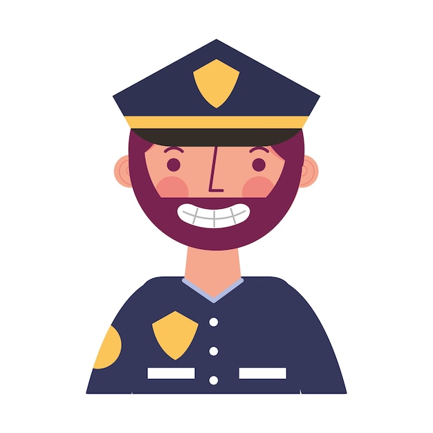 policía en ilustración de vector de retrato de carácter uniforme