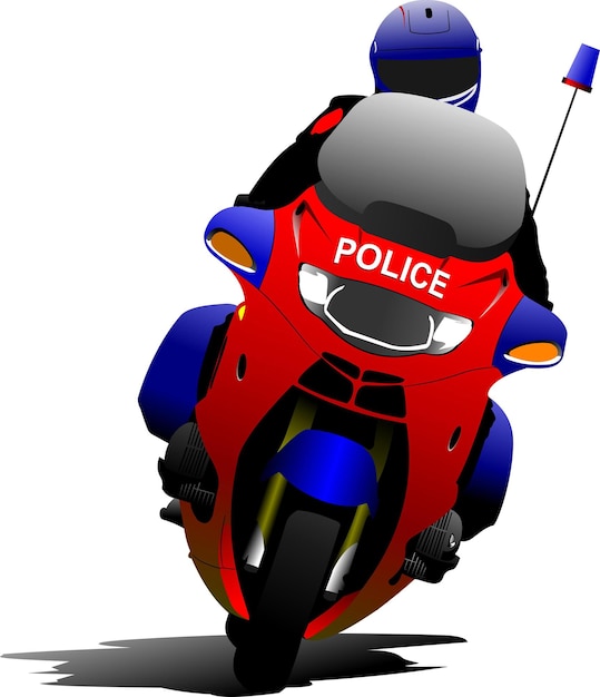 Policía en moto de policía en la carretera Ilustración vectorial