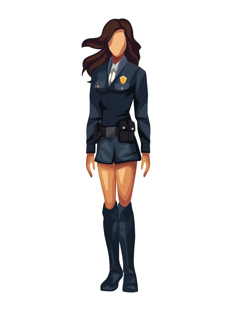 Vector policía de pie ilustración femenina aislada
