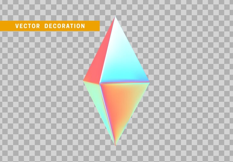 Vector poliedro volumétrico de octaedro aislado con gradiente de color de camaleón de holograma colorido. forma geométrica de objetos 3d abstractos. ilustración vectorial