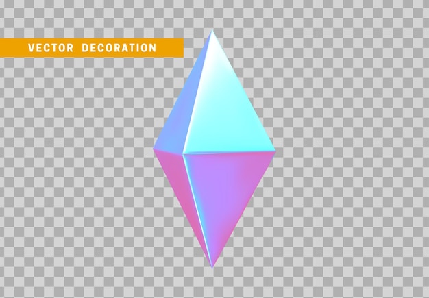 Poliedro volumétrico de octaedro aislado con gradiente de color de camaleón de holograma colorido. Forma geométrica de objetos 3d abstractos. ilustración vectorial