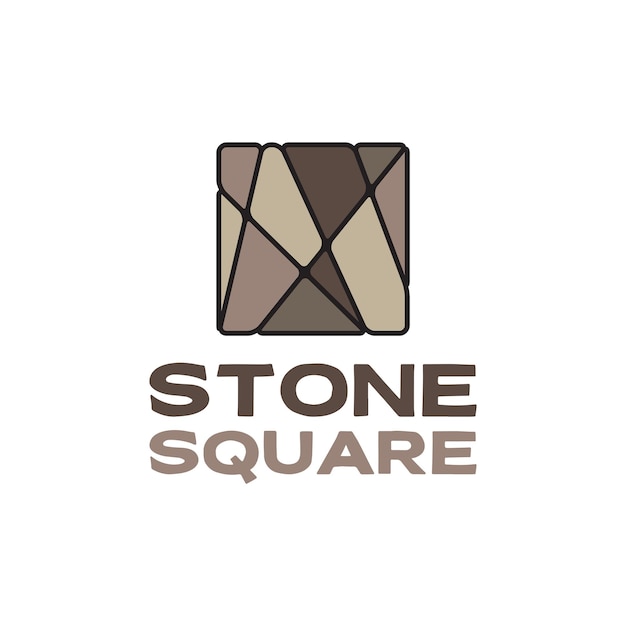 Polígono cuadrado piedra madera colorido logotipo diseño vector gráfico símbolo icono signo ilustración creativa