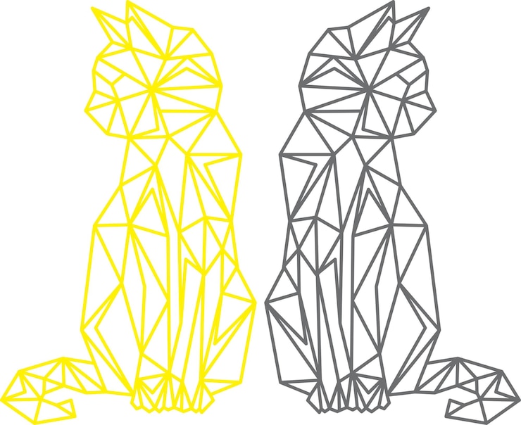 Vector polígono de gato, contorno geométrico vector