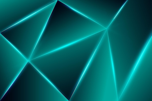Polígono de luz verde de lujo abstracto con fondo de plantilla oscuro Estilo premium para póster