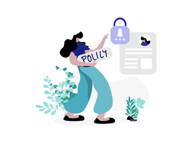 Política de redes sociales ilustración plana estilo minimalista moderno perfecto para plantillas de páginas de destino U