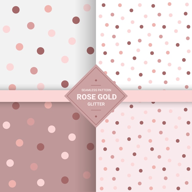 Vector polka dot glitter de patrones sin fisuras en color oro rosa.