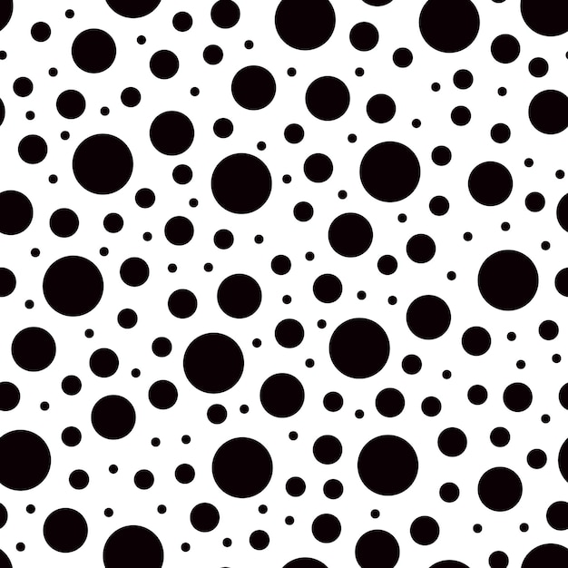 Polka dot patrón sin costuras en blanco y negro imagen dibujada a mano repetición de adorno para papel de regalo textil