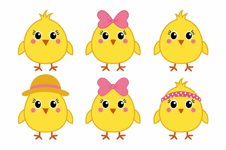 Vector los pollitos amarillos lindos