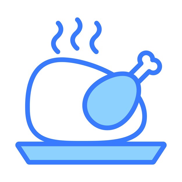 Pollo asado servido en una bandeja de diseño vectorial de pavo