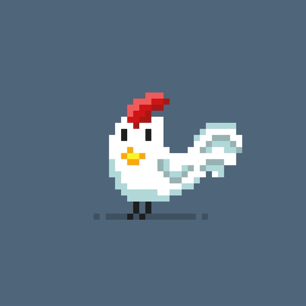 Pollo blanco en estilo pixel art