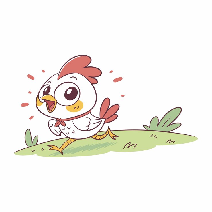 Vector el pollo campino corre el vector kawaii