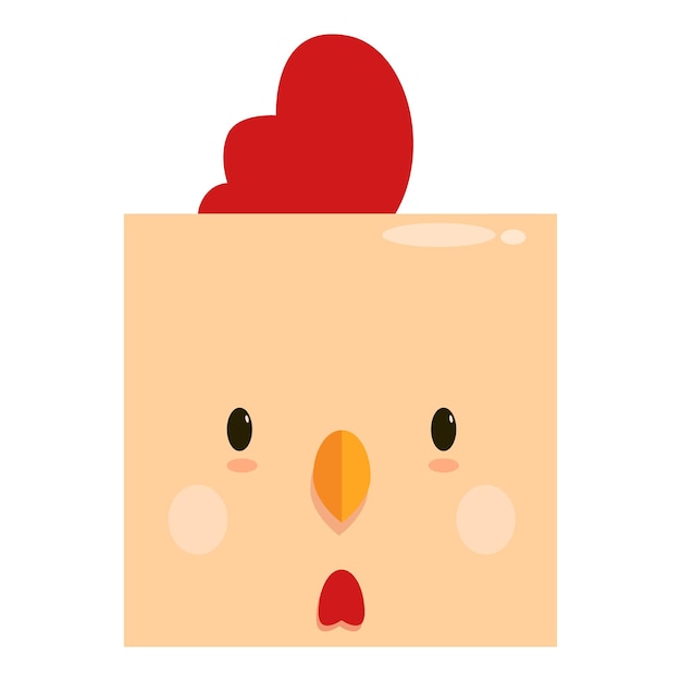 El pollo cuadrado y lindo con la expresión de la cara sorprendida.