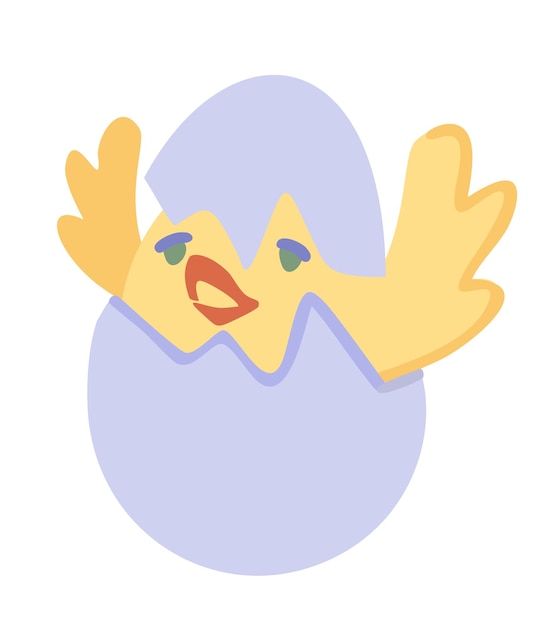 Pollo eclosionado de huevo concepto recién nacido ilustración aislada vectorial