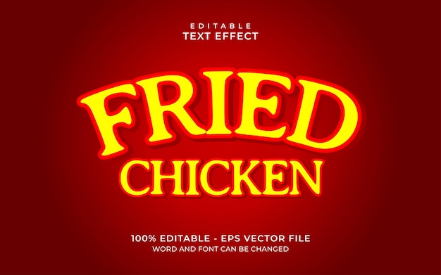 Pollo frito con efecto de texto editable