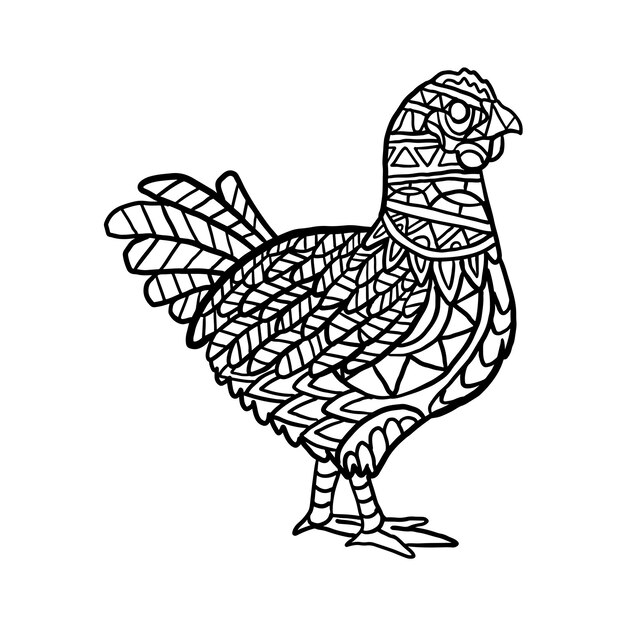 Pollo Gallina Animal Cabeza Zen Doodle Página Para Colorear
