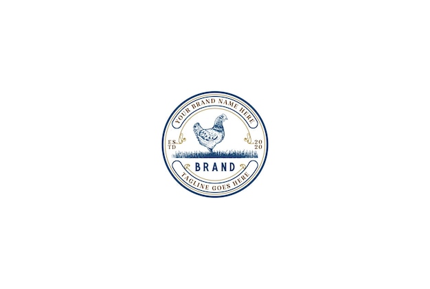 Pollo de gallina vintage retro para vector de diseño de logotipo de granja de huevos