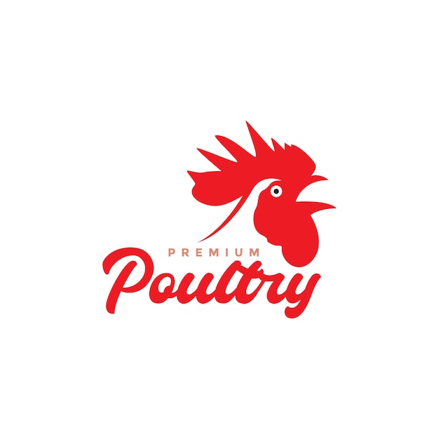 Pollo gallo cacareando cabeza fuerte mañana despierta vector de diseño de logotipo moderno