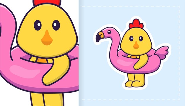 Pollo lindo vector. Se puede utilizar para pegatinas, parches, textiles, papel.