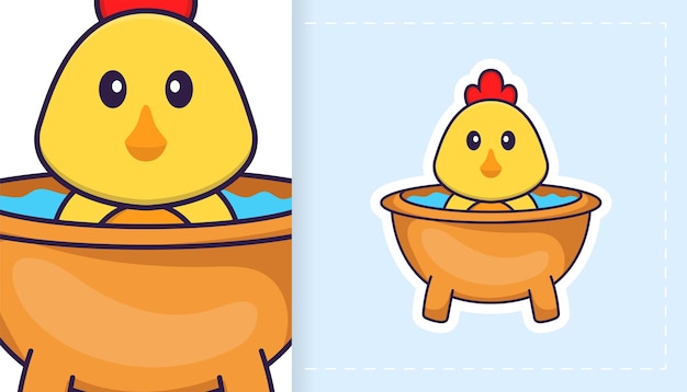 Pollo lindo vector. Se puede utilizar para pegatinas, parches, textiles, papel.