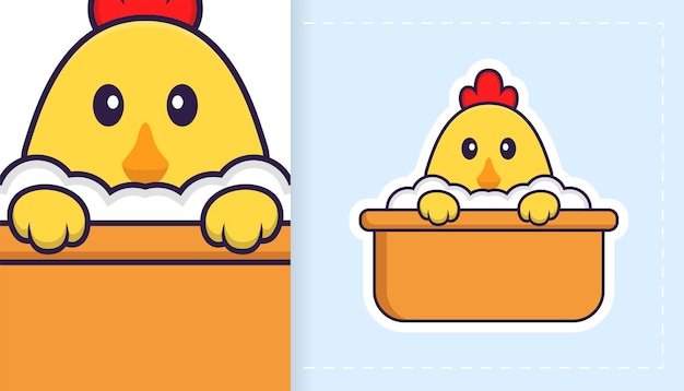 Pollo lindo vector. Se puede utilizar para pegatinas, parches, textiles, papel.