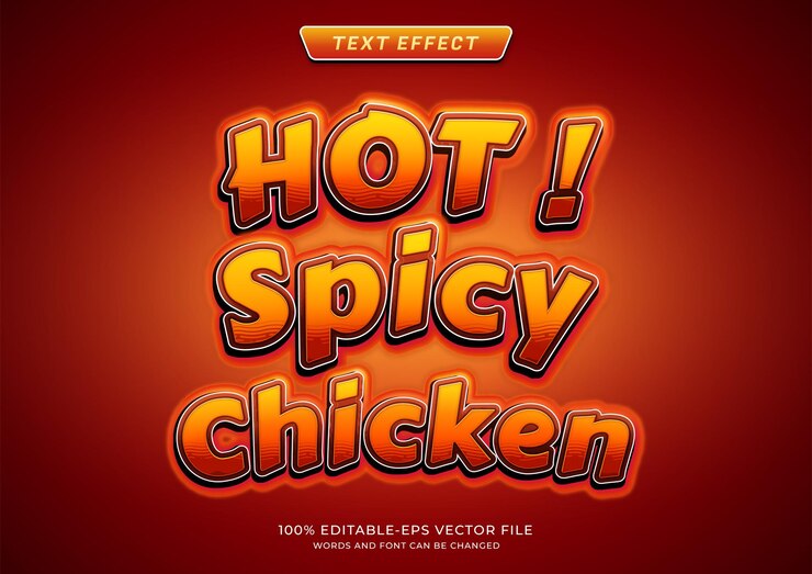 Vector pollo picante caliente texto con un tema picante y picante