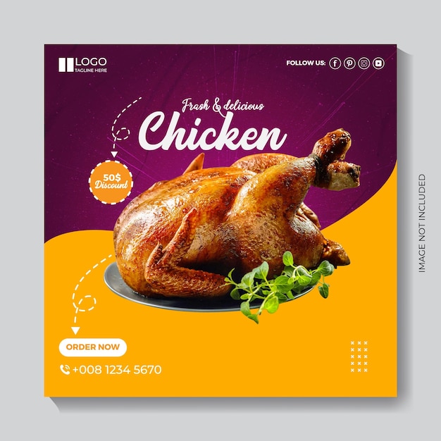 un pollo en un plato en las redes sociales