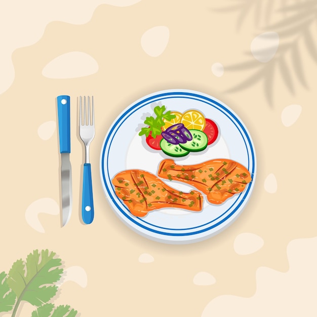 Pollo Tandoori, Fondo De Acuarela De Calidad Con Vector Premium.