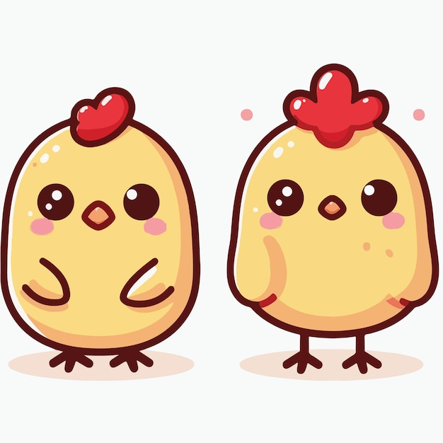 pollo vector con pelo rojo en la cabeza