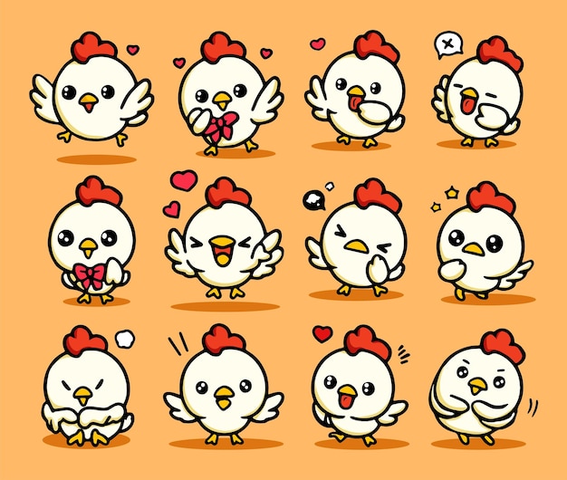 pollos de pascua primavera bebé pollo pollo amarillo lindo y pollos divertidos dibujos animados aislados