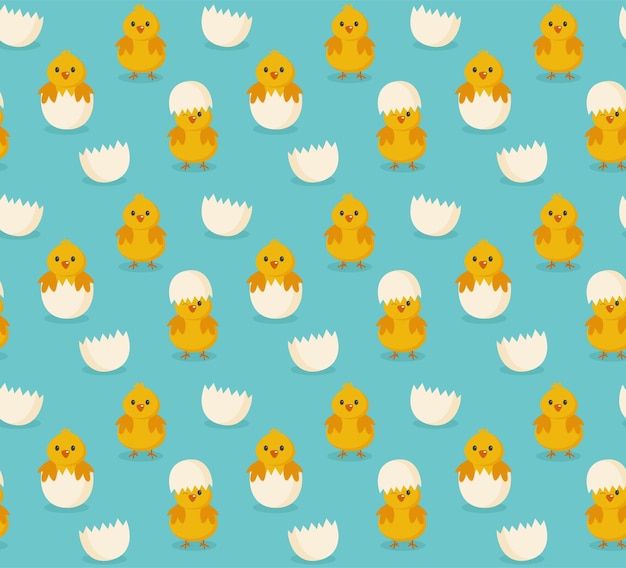 Pollos de patrones sin fisuras Fondo de vector festivo para Pascua Eps 10