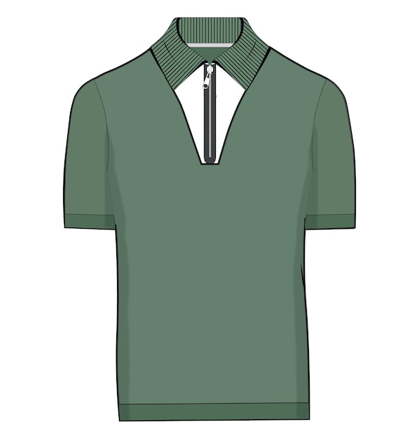 Un polo de cremallera verde con diseño de cuello