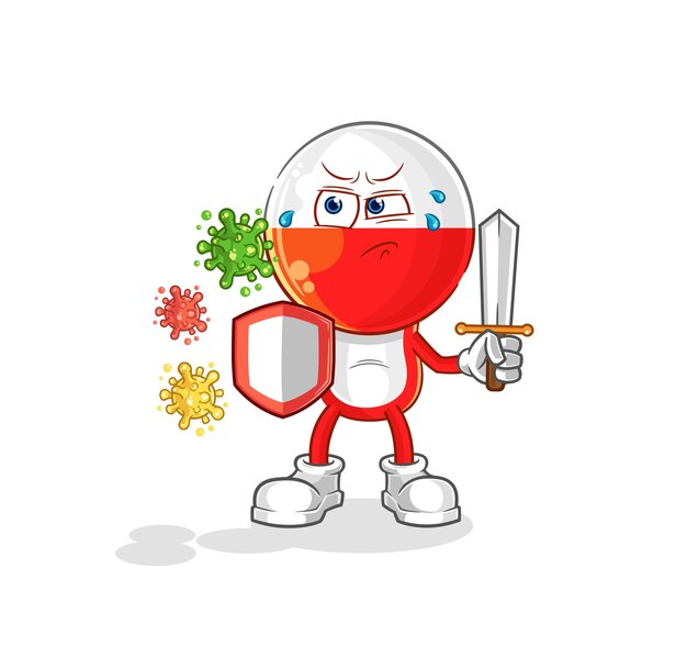 Polonia contra virus dibujos animados vector de mascota de dibujos animados